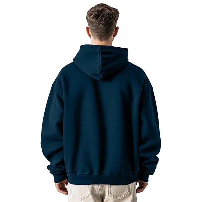 Men Oversized Hoodies Cotton Fleece Long Sleeve Hooded Sweatshirts for Men - Image 4